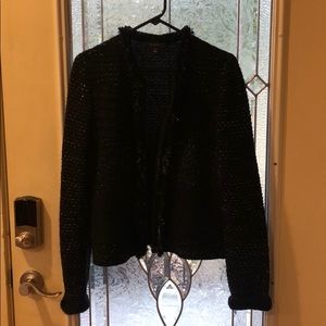Ann Taylor Sweater Jacket EUC Black Shimmer Zipper